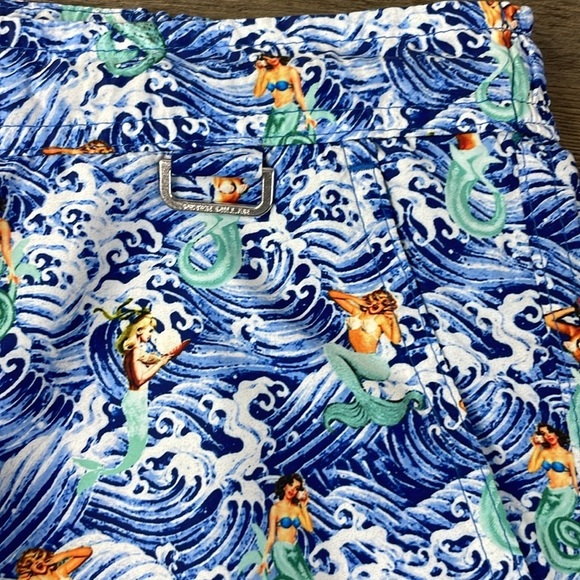 Peter Millar Men’s Blue Green Mermaid Print Swim Trunk Gemma, size Large - Picture 7 of 8